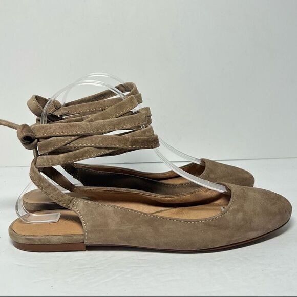Madewell Womens April Suede Taupe Lace Up Ballet Flats 7.5 - Picture 5 of 11